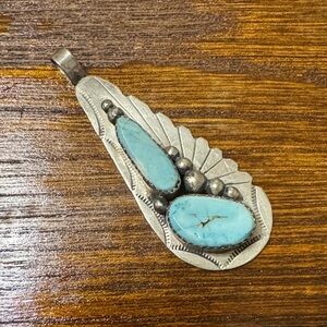 Turquoise Pendant— sign Laura J  Dabbs 925